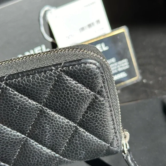 Authentic Chanel Zippy Coin Purse Wallet Caviar SHW Zipped Card Holder Wallet CC - Picture 3 of 11